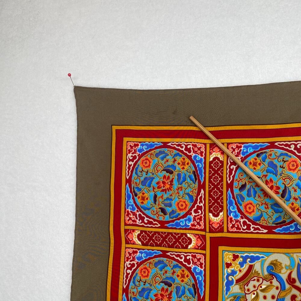 VALENTINO Scarf Silk Hand Rolled Persian Bandana Square Red Gold 31" x 33" VTG - Picture 11 of 12